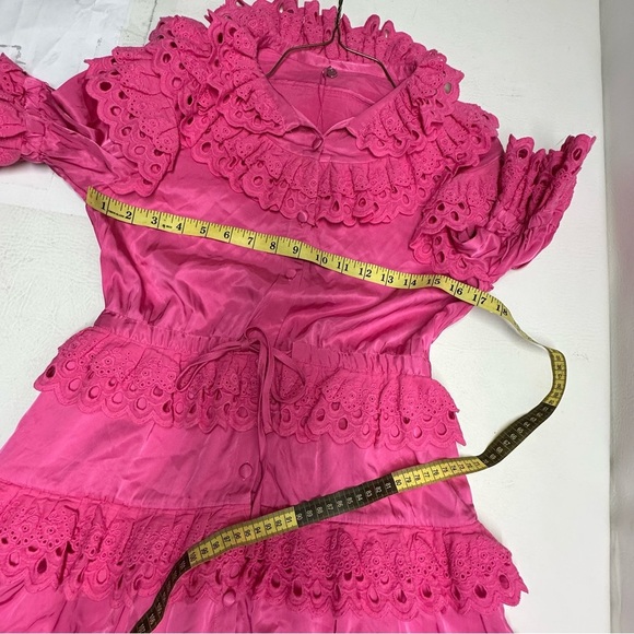 CeliaB Pink Ruffled Puff Sleeve satin Mini Dress nwt size Small - Picture 7 of 14